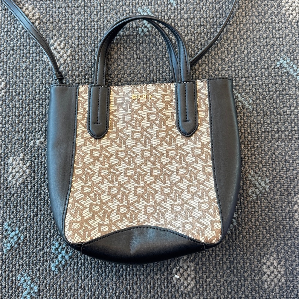 DKNY Black and Tan Monogram Handbag